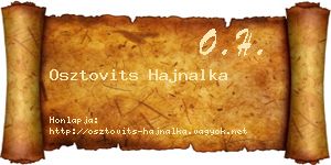 Osztovits Hajnalka névjegykártya